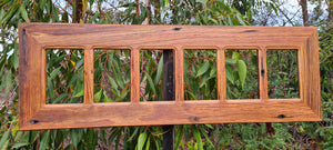 Wooden Picture frame for 6 photos in stunning recycled Australian timber brown gum to hang horizontally or vertically