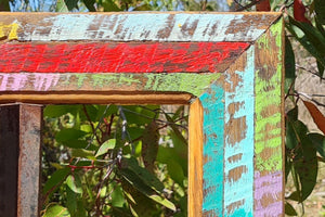 wooden picture frame outline brightly painted in different colours using Australian recycled redgum timber for all frame combinations at WombatFrames