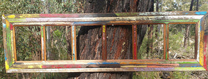 Colourful recycled timber photo frame for 6 photos, a recycled Australian hardwood hand painted timber picture frame